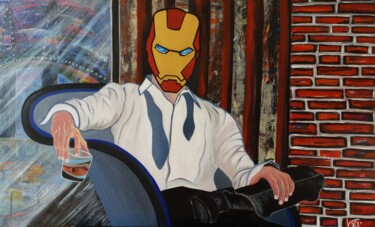 Painting titled "Iron Business" by Kaël, Original Artwork, Acrylic Mounted on Wood Stretcher frame