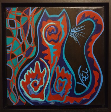 Pintura titulada "Chat tigre" por Kaël, Obra de arte original, Acrílico Montado en Bastidor de camilla de madera