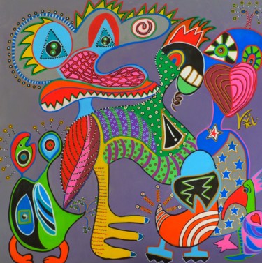 Peinture intitulée "Les illuminés" par Kaël, Œuvre d'art originale, Acrylique Monté sur Châssis en bois