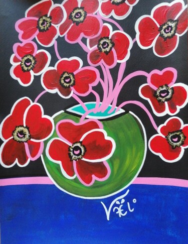 Les filles du vent ou Anémones Peinture intitulée "Les filles du vent…" par Kaël, Œuvre d'art originale, Acrylique Monté sur Autre panneau rigide