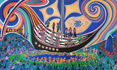 Le Festival des Vielles Charrues Peinture intitulée "Le Festival des Vie…" par Kaël, Œuvre d'art originale, Acrylique Monté sur Châssis en bois