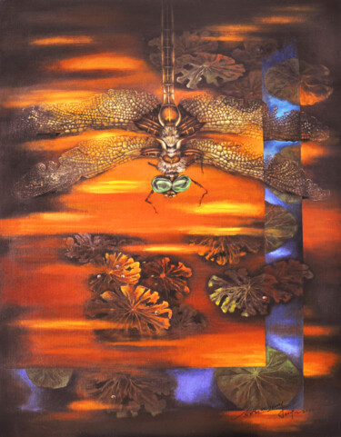 Painting titled "蜻蜓系列 9号" by Kai Deng, Original Artwork, Acrylic