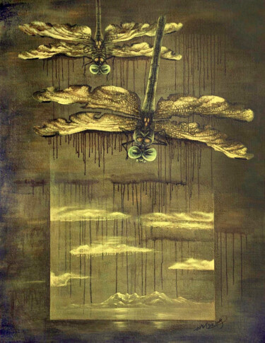 Pintura intitulada "蜻蜓系列No.5丙烯画 绘画" por Kai Deng, Obras de arte originais, Acrílico