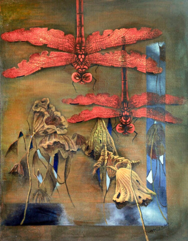 Painting titled "蜻蜓系列No.2丙烯画 绘画" by Kai Deng, Original Artwork, Acrylic