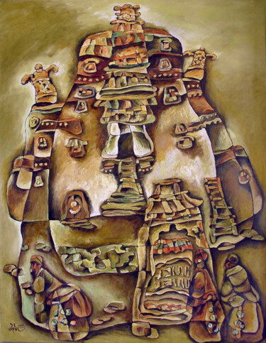 Картина под названием "西藏系列-转经" - 凯 邓, Подлинное произведение искусства, Масло