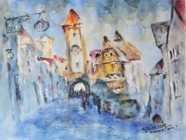 绘画 标题为“旅行系列-罗腾堡” 由凯 邓, 原创艺术品, 丙烯