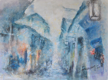 绘画 标题为“古镇系列-晨雾” 由凯 邓, 原创艺术品, 丙烯