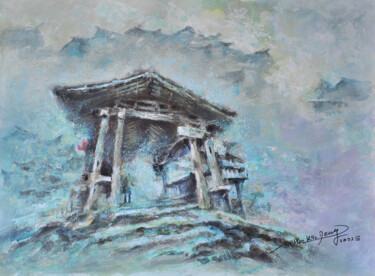 Pintura intitulada "古镇系列-侗寨风雨桥" por Kai Deng, Obras de arte originais, Acrílico