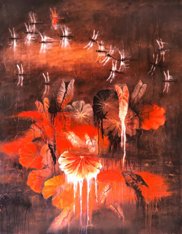 Schilderij getiteld "蜻蜓系列 -8号" door Kai Deng, Origineel Kunstwerk, Acryl