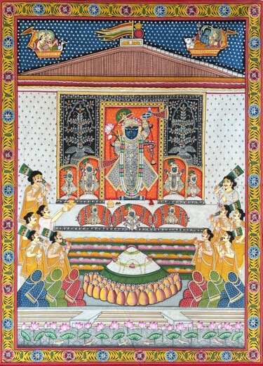 Картина под названием "Pichwai Painting (…" - Kailesh Jee, Подлинное произведение искусства, Акрил