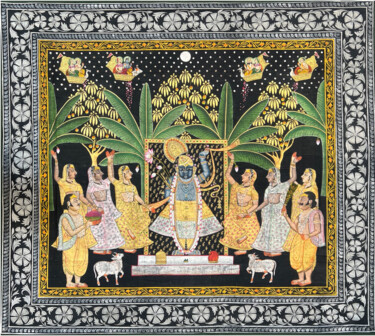 Ζωγραφική με τίτλο "Pichwai Painting (…" από Kailesh Jee, Αυθεντικά έργα τέχνης, Ακρυλικό