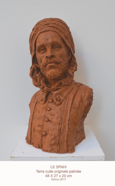 Sculpture intitulée "Le Spahi" par Kainou, Œuvre d'art originale, Terre cuite