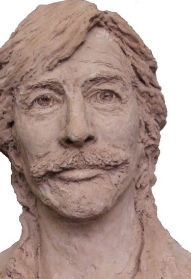 Sculpture intitulée "Jean FERRAT" par Kainou, Œuvre d'art originale, Terre cuite