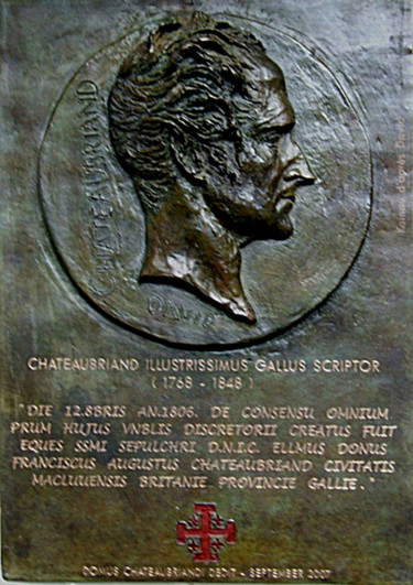 Médaillon CHATEAUBRIAND Sculpture intitulée "Médaillon CHATEAUBR…" par Kainou, Œuvre d'art originale, Métaux