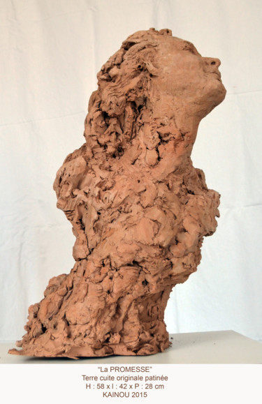 Sculpture intitulée "La promesse" par Kainou, Œuvre d'art originale, Terre cuite