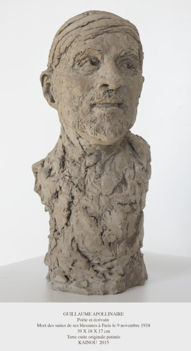 Sculpture intitulée "Guillaume Apollinai…" par Kainou, Œuvre d'art originale, Terre cuite