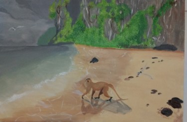 Peinture intitulée "Ilha perdida" par Kaio Leoni, Œuvre d'art originale, Encre