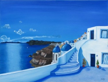 Картина под названием "My Santorini" - Kaji, Подлинное произведение искусства, Масло