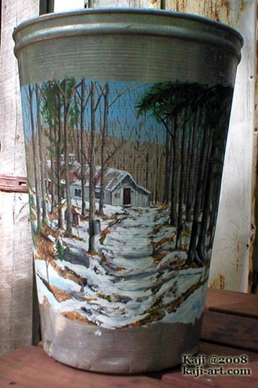 Painting titled "Our sugar shack" by Kaji, Original Artwork, Oil