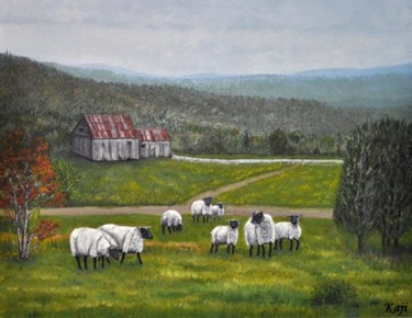 Peinture intitulée "Country scene" par Kaji, Œuvre d'art originale