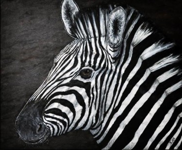 Painting titled "Zebra" by Kaji, Original Artwork, Oil