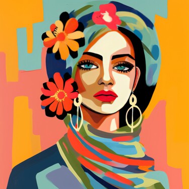 Digitale Kunst getiteld "Saudi Arabian Woman" door Kajiro, Origineel Kunstwerk, AI gegenereerde afbeelding
