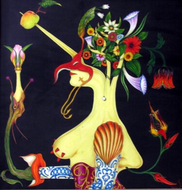 Картина под названием "THE CONDUCTOR OF PA…" - Kakha Esebua, Подлинное произведение искусства, Масло