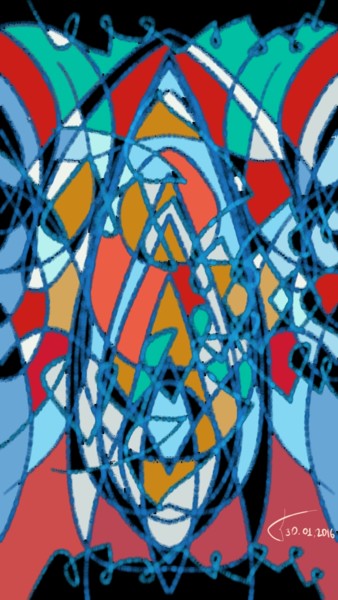 Arte digital titulada "Le miroir mosaïque" por Kakha Kolkhi, Obra de arte original, Pintura Digital