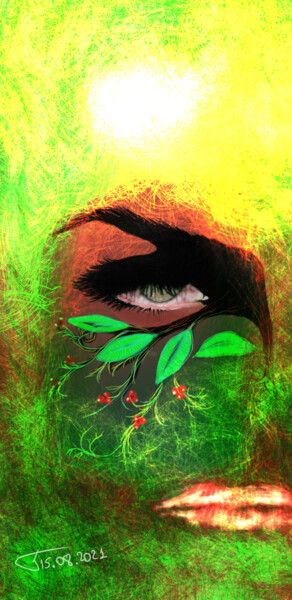 Digital Arts titled "Green Magnet / Aima…" by Kakha Kolkhi, Original Artwork, Digital Painting
