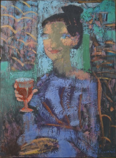 Painting titled "Бокал вина" by Sergei Kalachev, Original Artwork, Oil