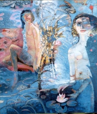 Pintura titulada "Bathers" por Sergei Kalachev, Obra de arte original