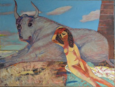 Peinture intitulée "Zeus and the Europe" par Sergei Kalachev, Œuvre d'art originale, Huile