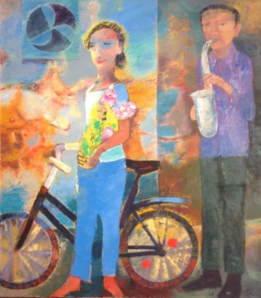 Painting titled "мелодия для велосип…" by Sergei Kalachev, Original Artwork