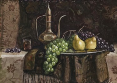 Картина под названием "Натюрморт С грушами…" - Дарья Калашникова, Подлинное произведение искусства, Акварель