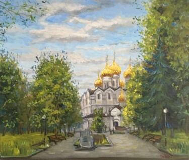 Картина под названием "Успенский собор гор…" - Дарья Калашникова, Подлинное произведение искусства, Масло Установлен на Дере…