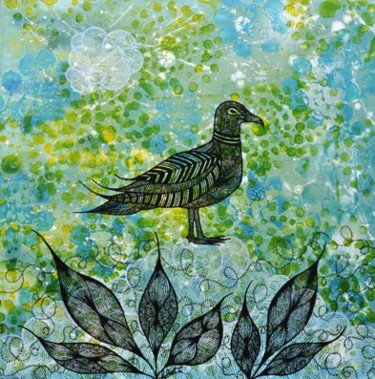 Painting titled "* BIRD DREAMER *" by Kaliart, Original Artwork, Oil