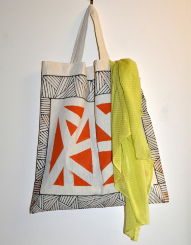 Artisanat intitulée "* Tote Bag A géomét…" par Kaliart, Œuvre d'art originale, Sacs et Bagages