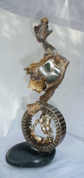 Sculpture titled "Bouddha Light" by Kalizae, Original Artwork, Metals