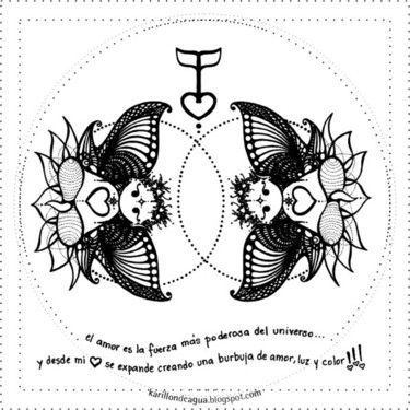 Dibujo titulada "en amor de hadas 09" por Ka Llobet, Obra de arte original, Otro