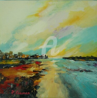 Painting titled "Balnéaire" by Pascale Corones, Original Artwork, Acrylic Mounted on Wood Stretcher frame