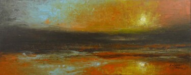 Painting titled "Lost Shore" by Kalpana Soanes, Original Artwork, Oil Mounted on Wood Stretcher frame