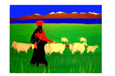 Painting titled "herder" by Kalsang Dickyi, Original Artwork