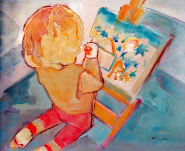 "Los primeros trazos" Pintura titulada ""Los primeros trazo…" por Klaudia Neuhardt, Obra de arte original, Oleo Montado en Bastidor standard