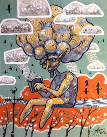 Картина под названием "Брожение мыслей" - Алексей Калякин, Подлинное произведение искусства, Темпера