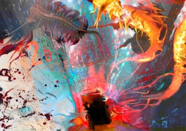 Arts numériques intitulée "Aquamonstre" par Kalys, Œuvre d'art originale, Peinture numérique