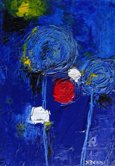 Painting titled "Au clair de la lune" by Kam Bendi, Original Artwork, Oil
