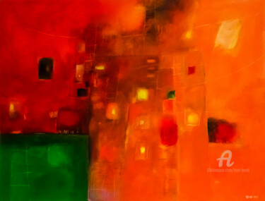 Картина под названием "Destination ailleurs" - Kam Bendi, Подлинное произведение искусства, Масло Установлен на Деревянная р…