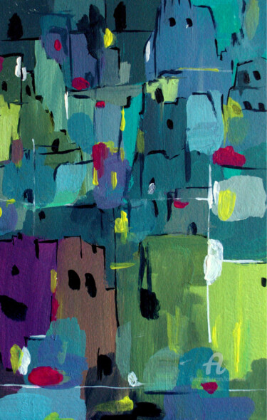 Painting titled "Facades musicales" by Kam Bendi, Original Artwork, Acrylic