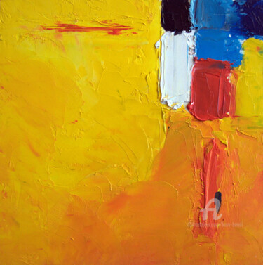 Painting titled "Tadelakt jaune" by Kam Bendi, Original Artwork, Oil