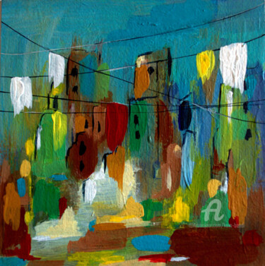 Peinture intitulée "Facades colorées" par Kam Bendi, Œuvre d'art originale, Acrylique